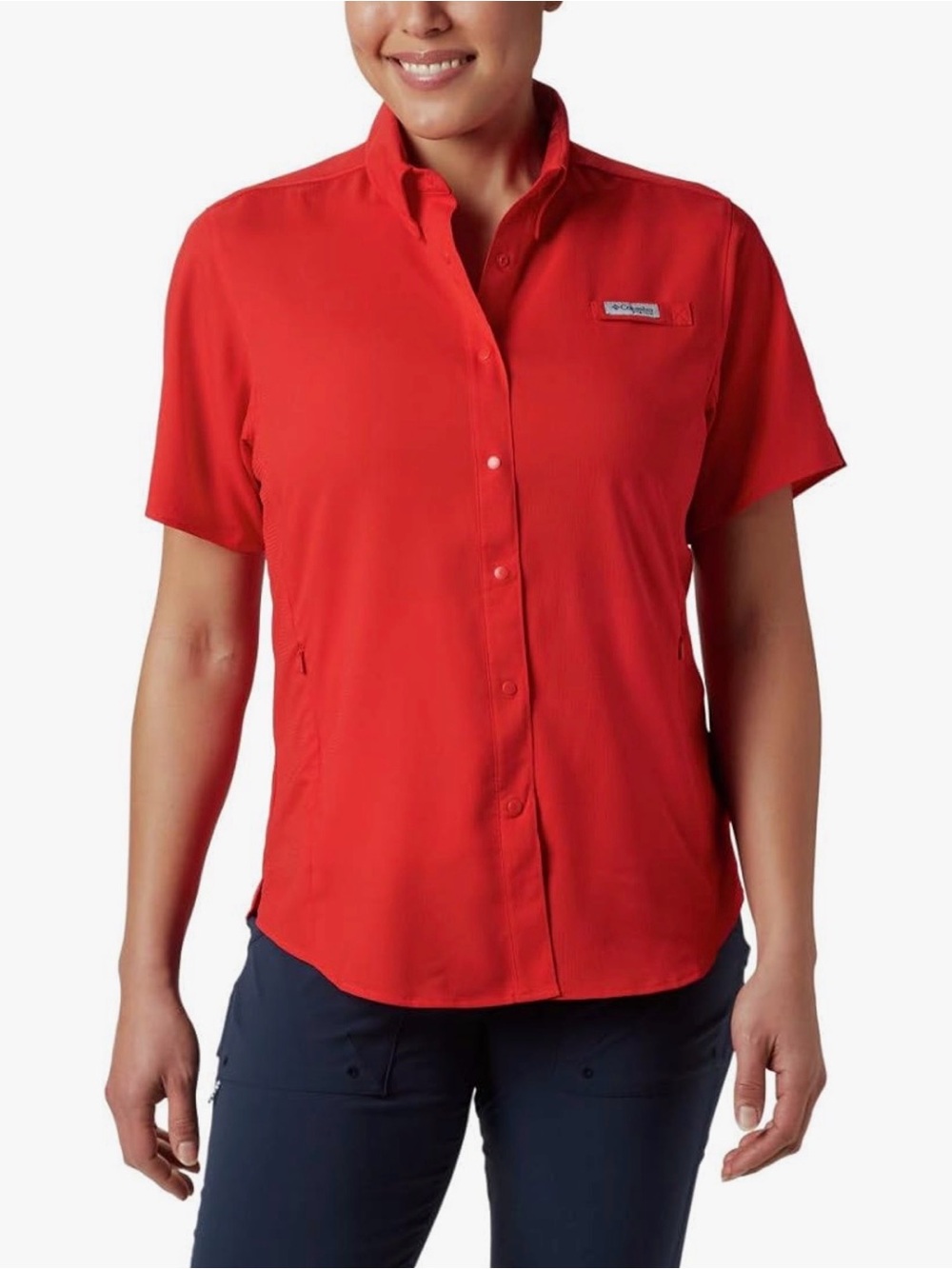 Columbia Women’s Tamiami II Bright Red Short-Sleeve Button-Front Shirt